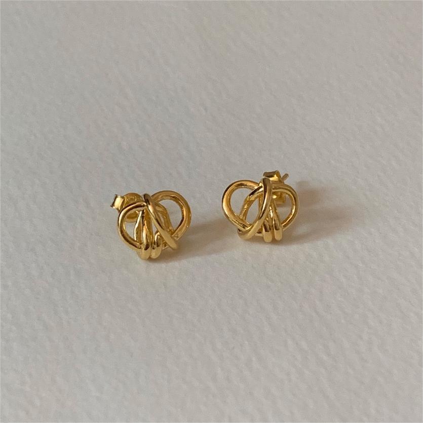 Simple Hollow Winding Knot 925 Sterling Silver Stud Earrings