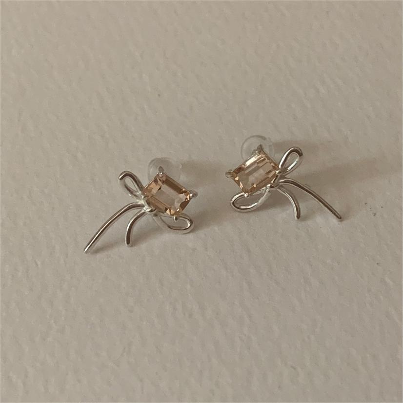 CZ Bow-Knot 925 Sterling Silver Stud Earrings