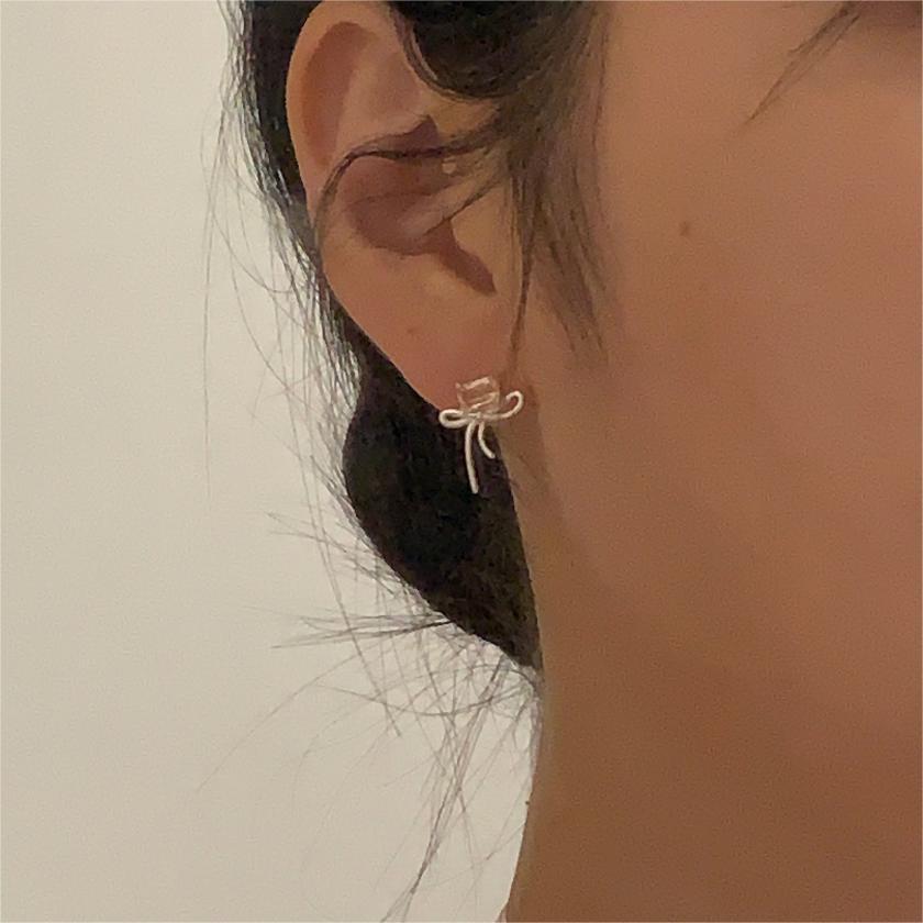 CZ Bow-Knot 925 Sterling Silver Stud Earrings