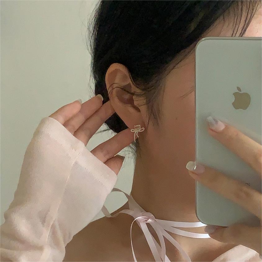 CZ Bow-Knot 925 Sterling Silver Stud Earrings
