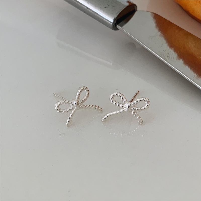 Rope Bow-Knot 925 Sterling Silver Stud Earrings