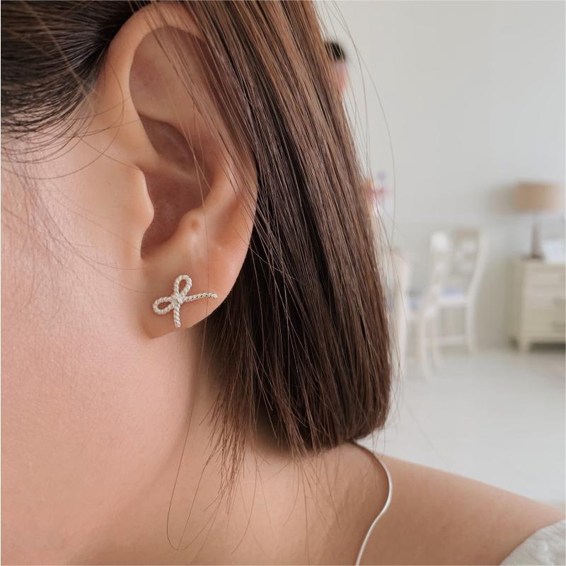 Rope Bow-Knot 925 Sterling Silver Stud Earrings