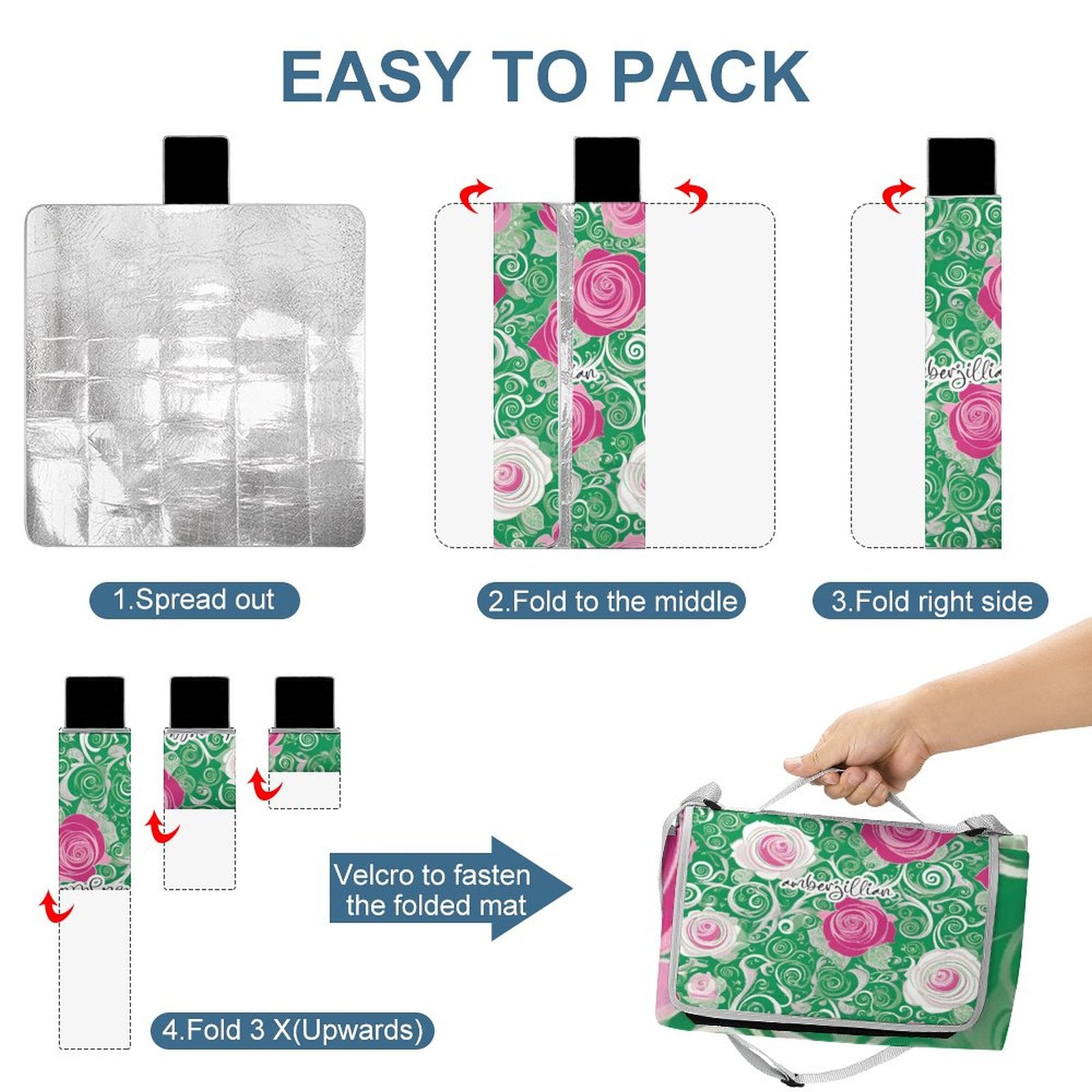 Rosy Green - Square Picnic Mat