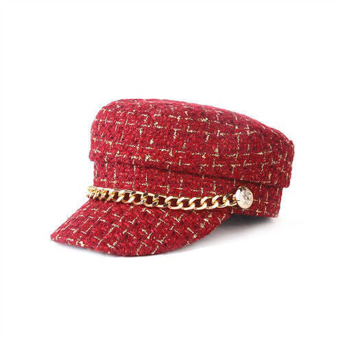 Lattice Chain Curved Eaves Beret Hat