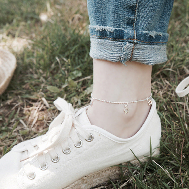 Hollow Stars 925 Sterling Silver Anklet