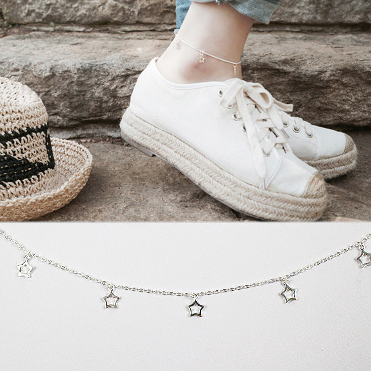 Hollow Stars 925 Sterling Silver Anklet