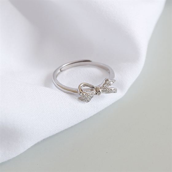 CZ Bowknot 925 Sterling Silver Adjustable Ring