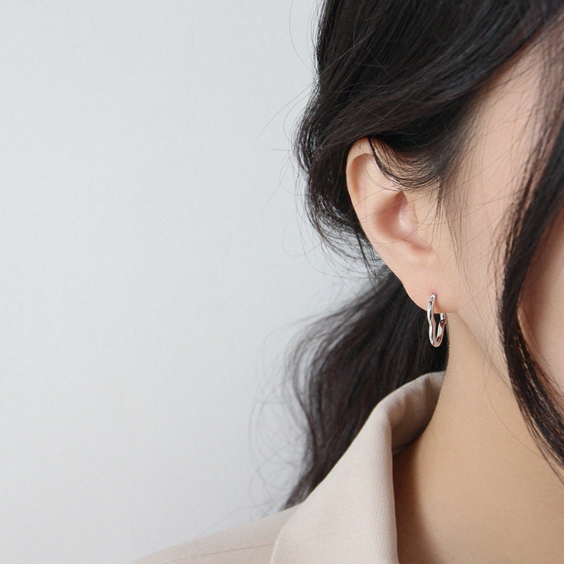 Hollow Heart 925 Sterling Silver Hoop Earrings