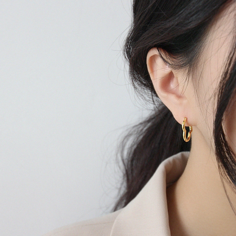 Hollow Heart 925 Sterling Silver Hoop Earrings