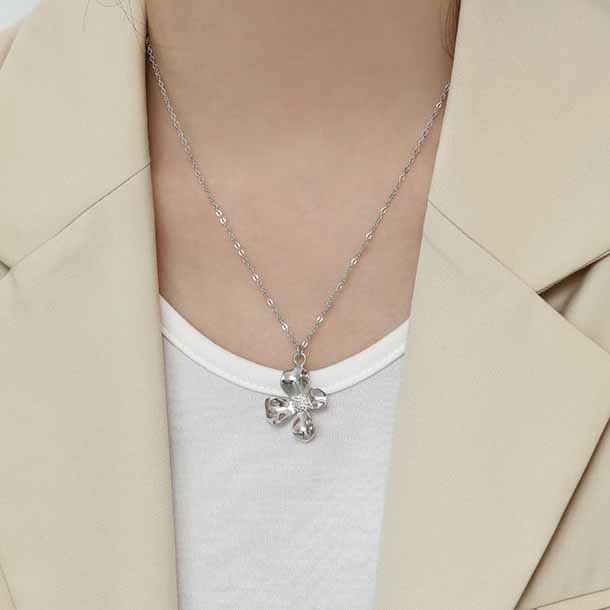Flower 925 Sterling Silver Necklace