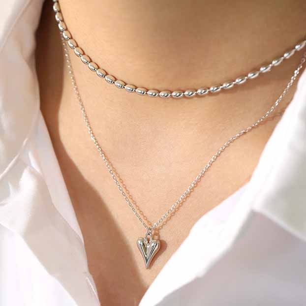 Irregular Heart 925 Sterling Silver Necklace