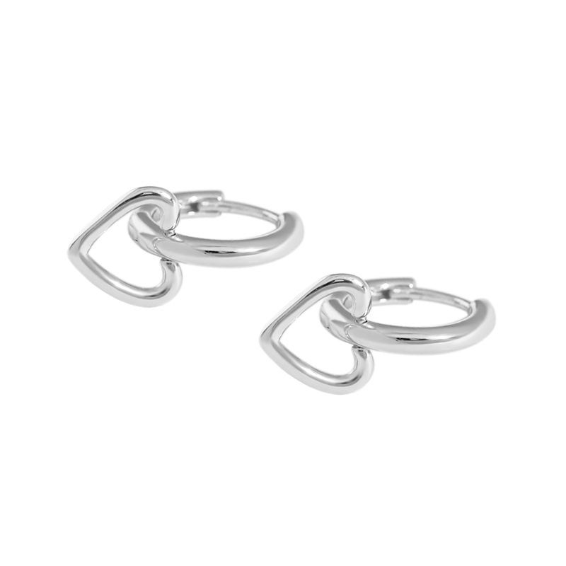 Loopy Hearts 925 Sterling Silver Hoop Earrings
