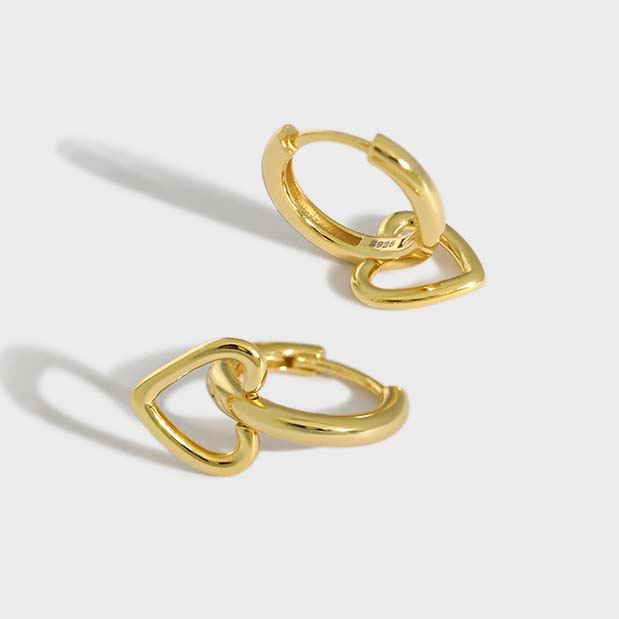 Loopy Hearts 925 Sterling Silver Hoop Earrings