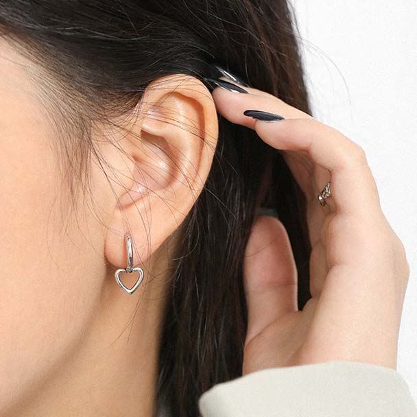 Loopy Hearts 925 Sterling Silver Hoop Earrings
