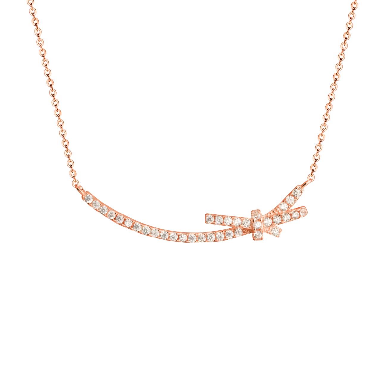 CZ Smile Bowknot 925 Sterling Silver Necklace