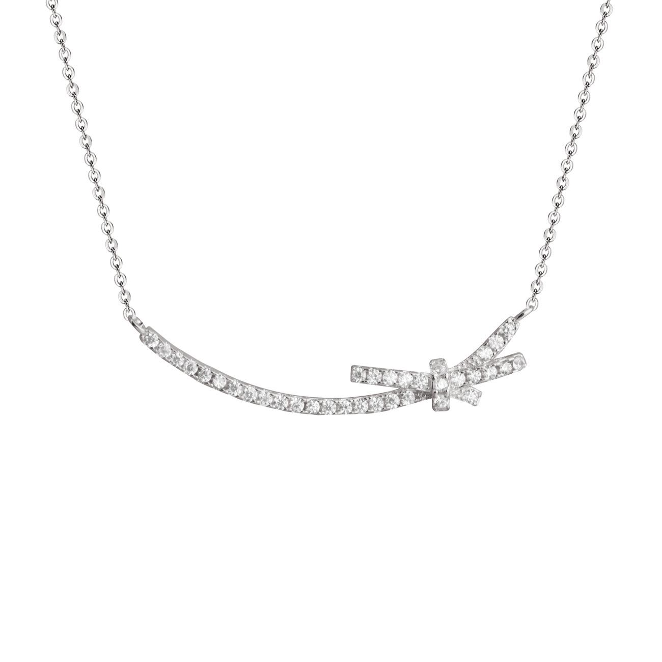 CZ Smile Bowknot 925 Sterling Silver Necklace