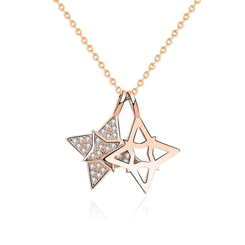 CZ Quadrangular Star Hollow 925 Sterling Silver Necklace