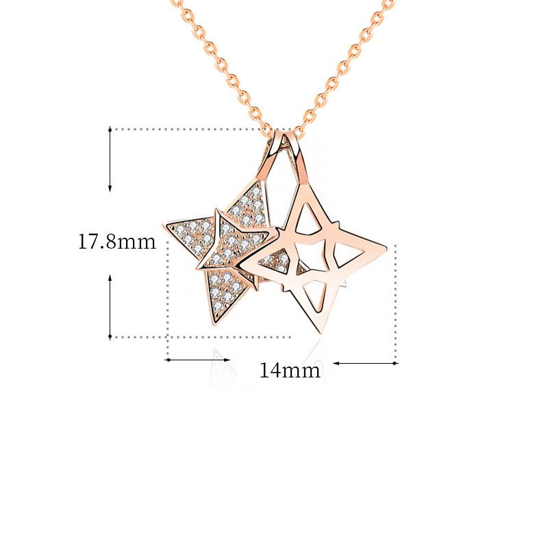 CZ Quadrangular Star Hollow 925 Sterling Silver Necklace