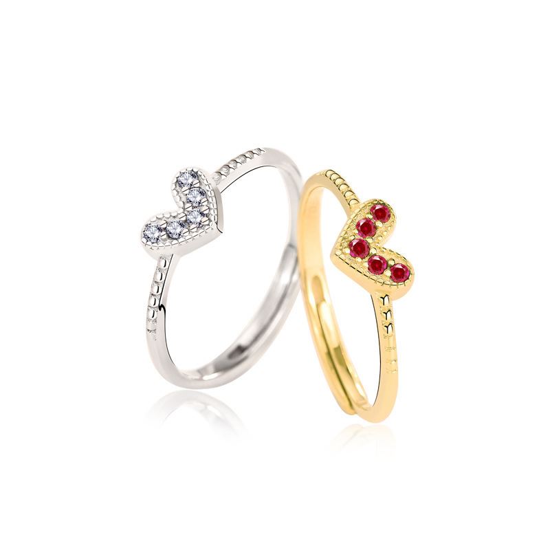 CZ Heart Love 925 Sterling Silver Adjustable Ring