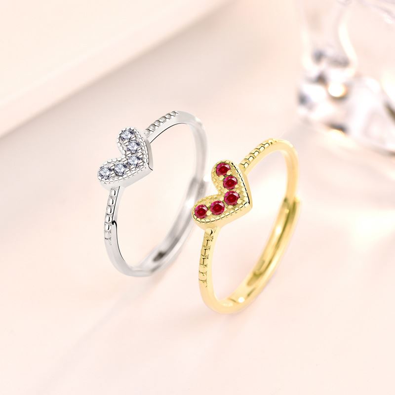CZ Heart Love 925 Sterling Silver Adjustable Ring