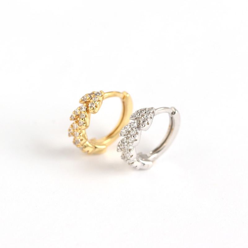 CZ Tiny Hearts 925 Sterling Silver Hoop Earrings