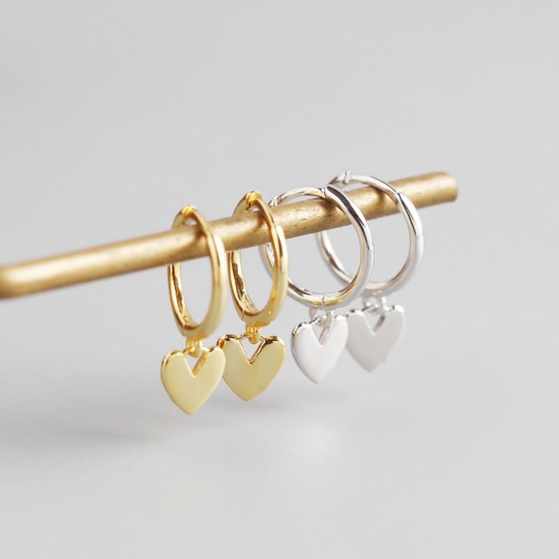 Heart 925 Sterling Silver Hoop Earrings