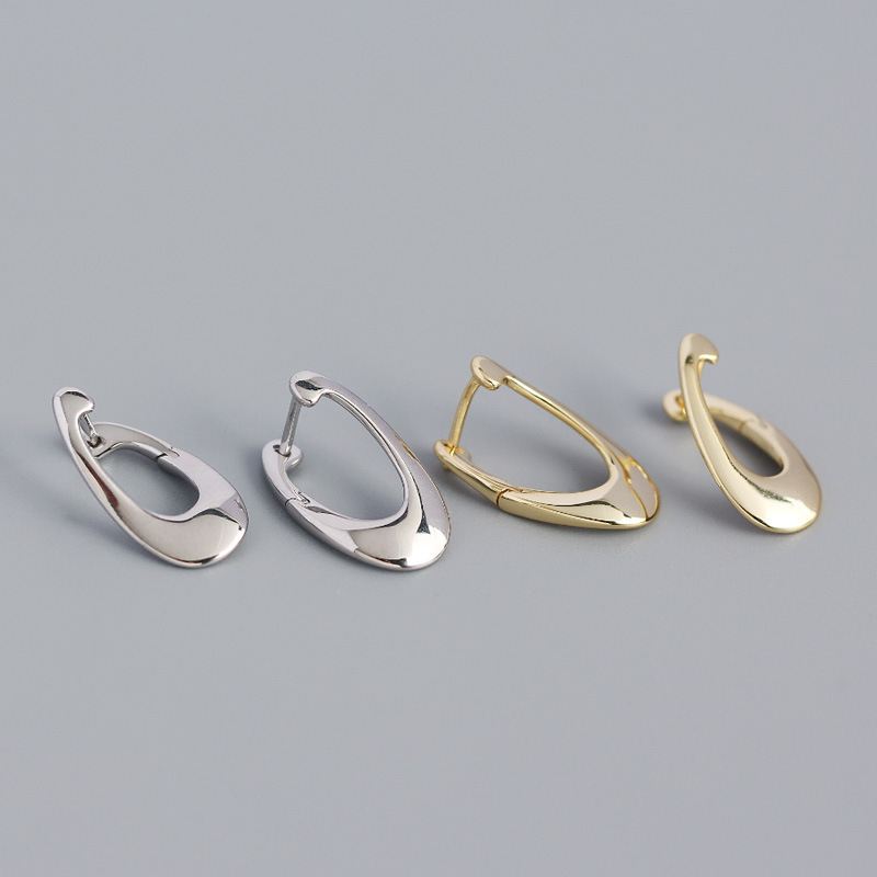 Irregular Hollow Geometry 925 Sterling Silver Hoop Earrings