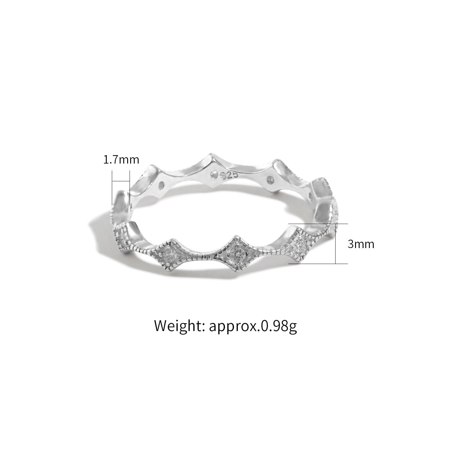 CZ Rhombus 925 Sterling Silver Ring