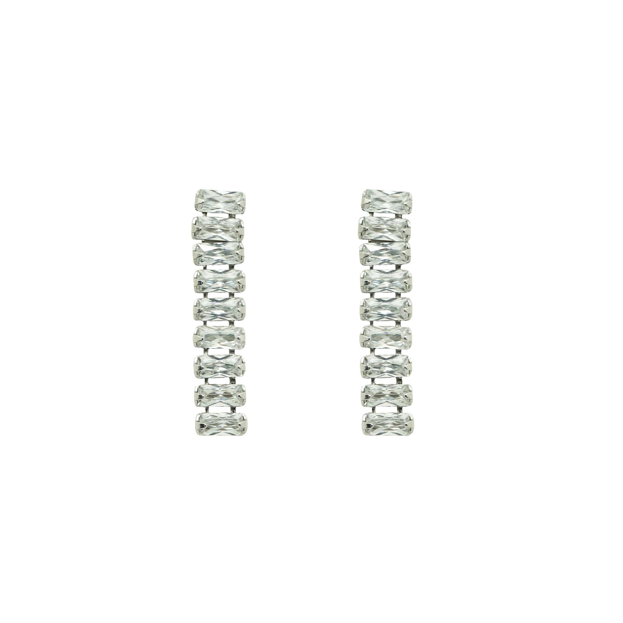CZ Chain 925 Sterling Silver Dangling Earrings