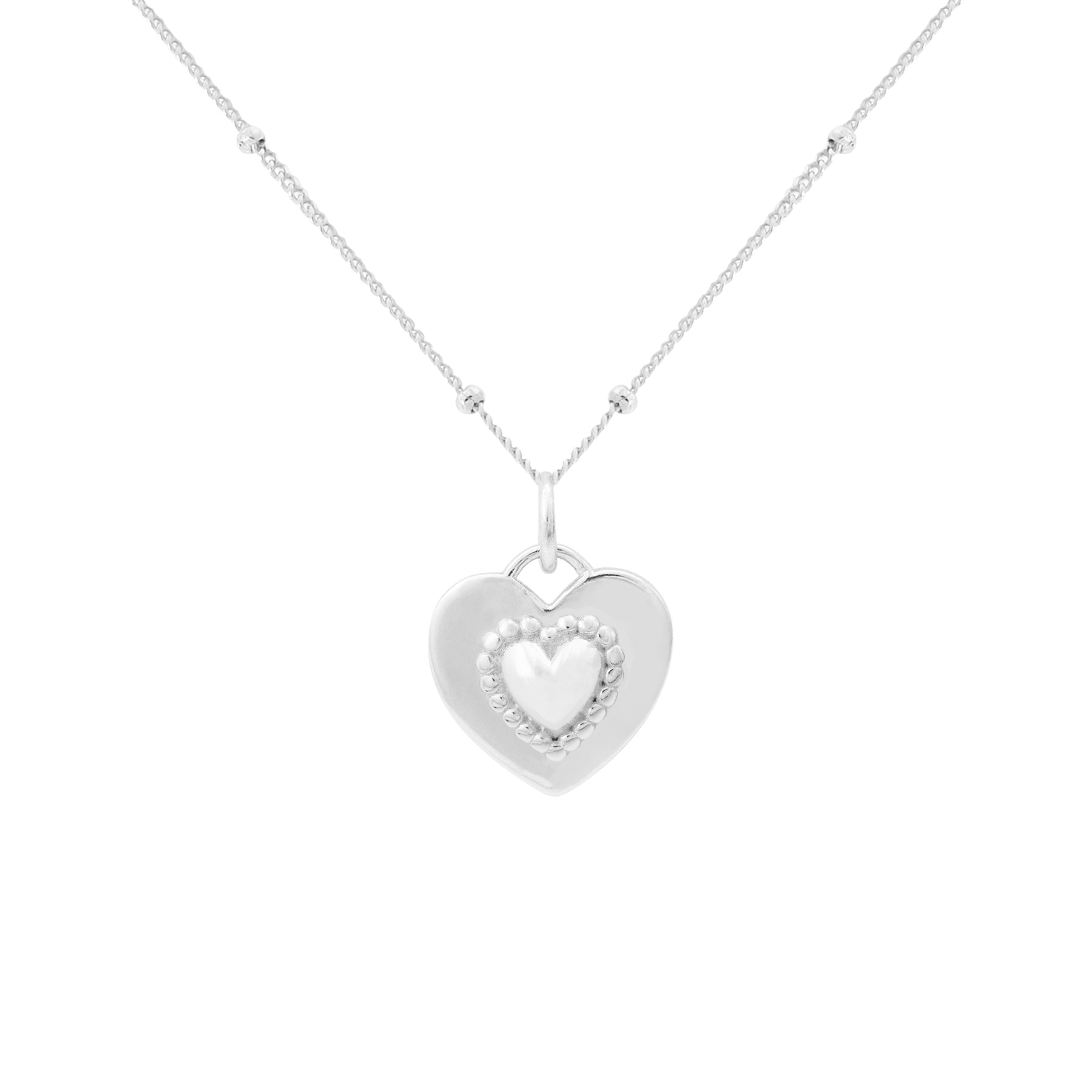Dual Sides Wearing Styles Pink CZ Heart 925 Sterling Silver Necklace