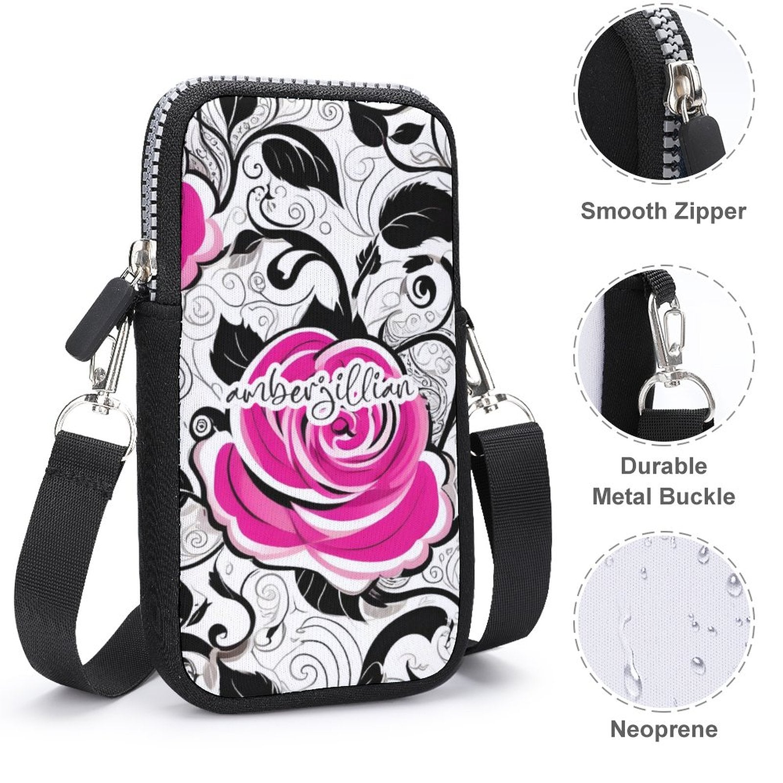 Rosy Vines - Cell Phone Crossbody Pouch