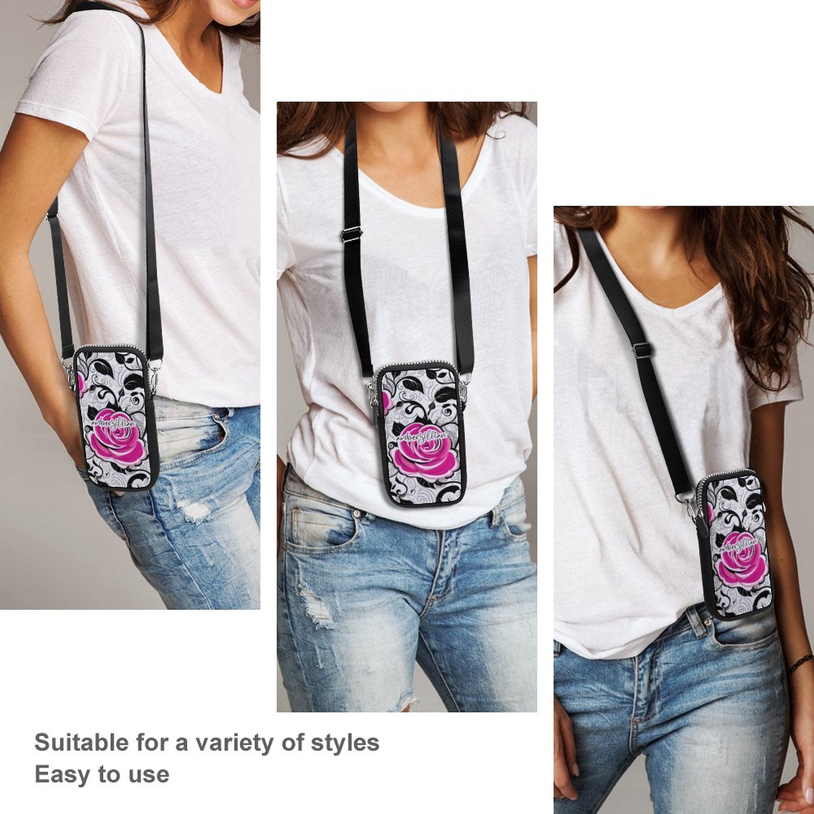 Rosy Vines - Cell Phone Crossbody Pouch