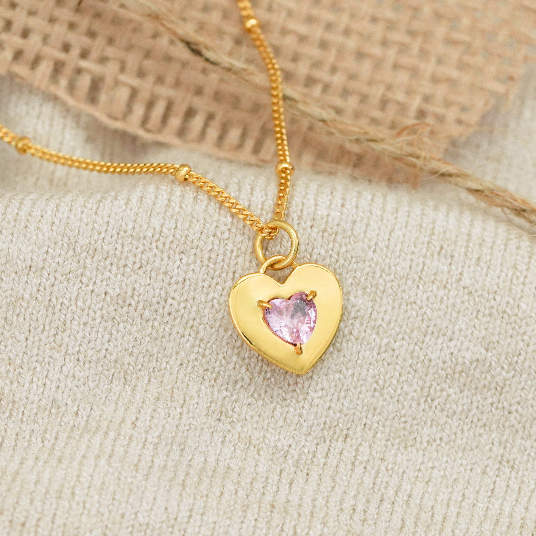 Dual Sides Wearing Styles Pink CZ Heart 925 Sterling Silver Necklace