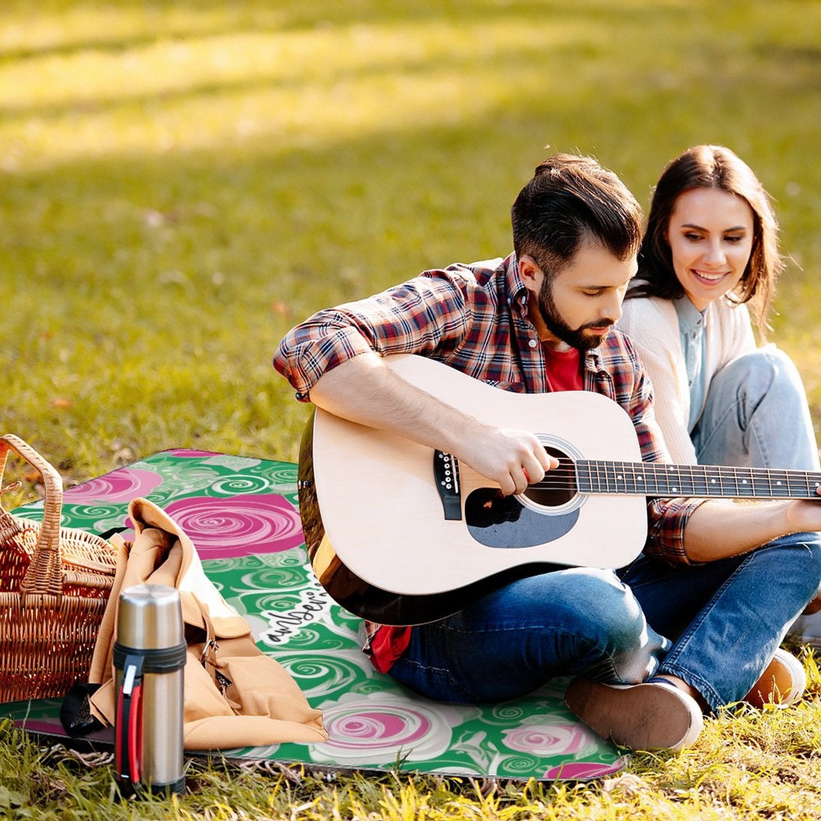 Rosy Green - Square Picnic Mat