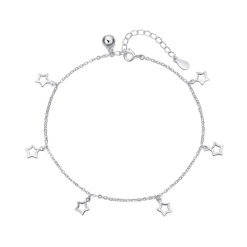 Hollow Stars 925 Sterling Silver Anklet