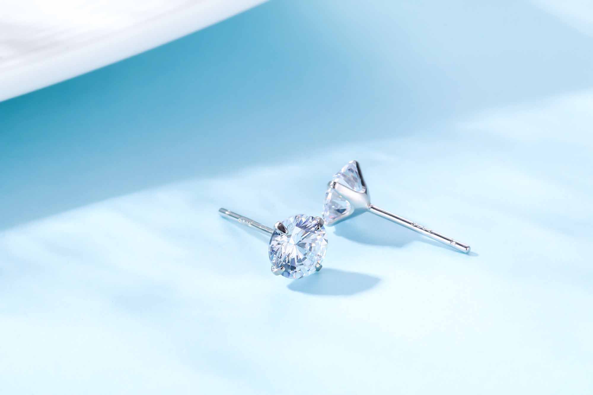CZ Round Studs 925 Sterling Silver Earrings