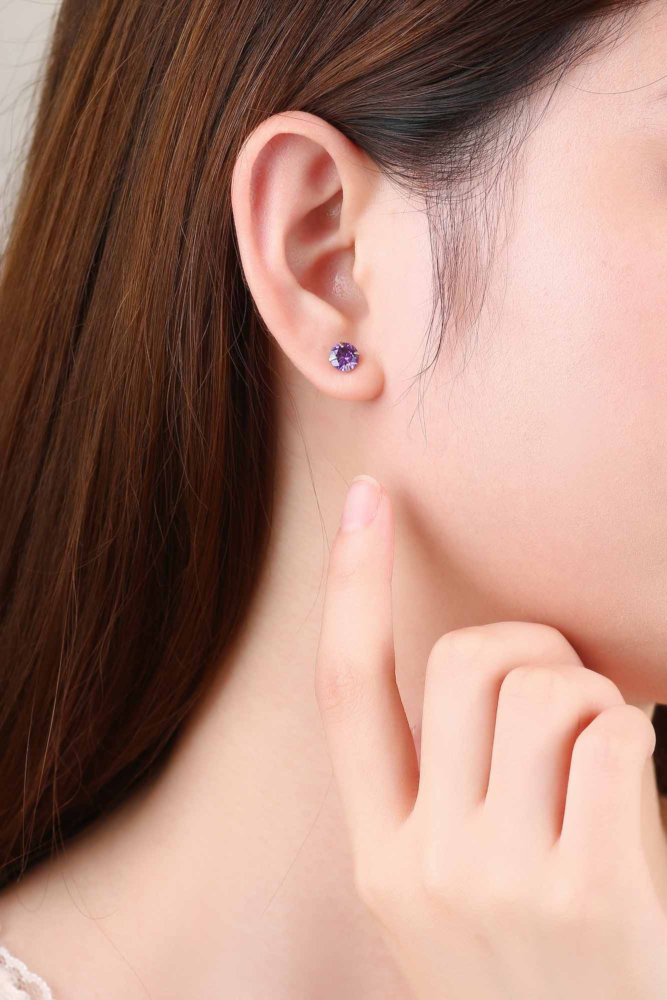 CZ Round Studs 925 Sterling Silver Earrings