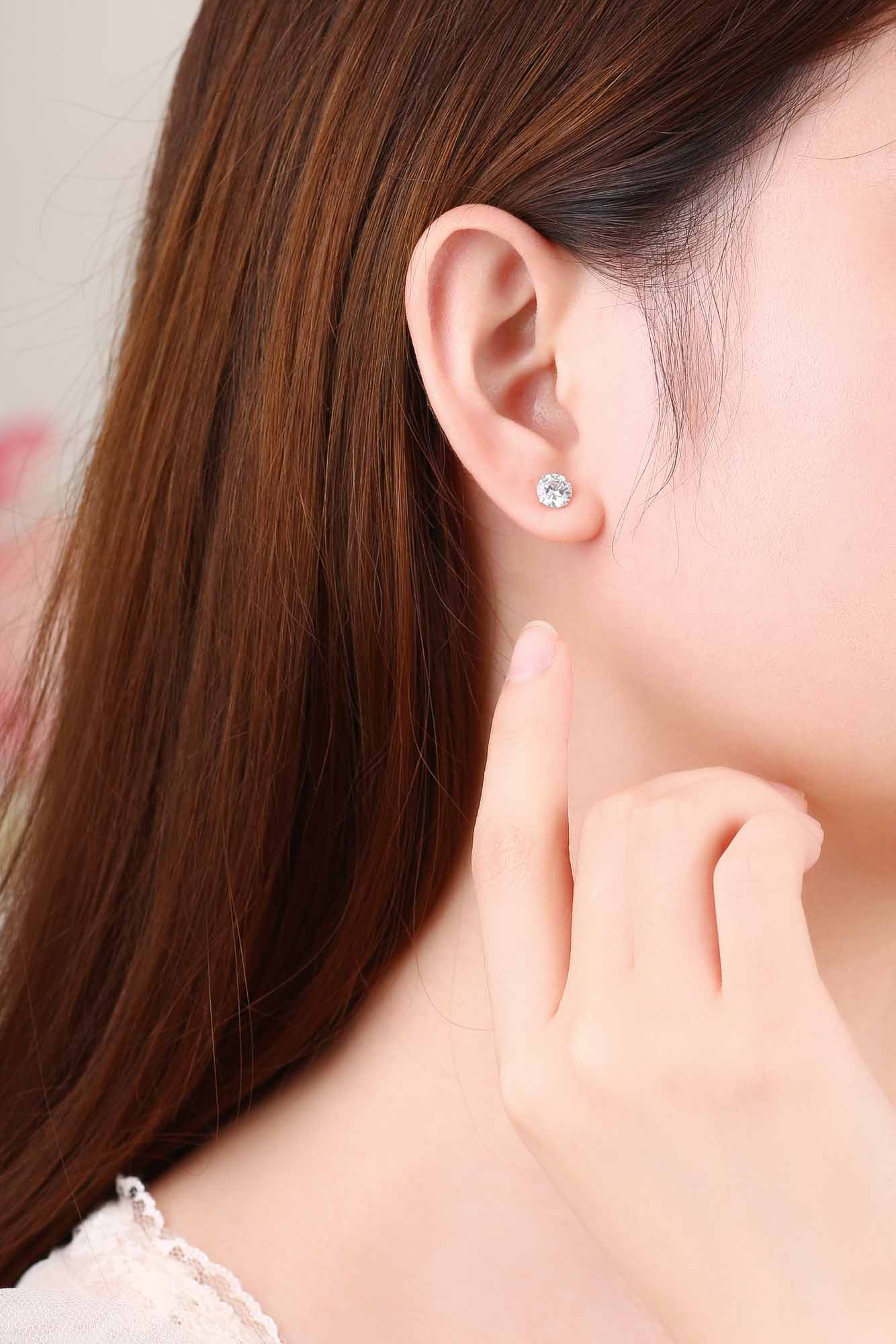 CZ Round Studs 925 Sterling Silver Earrings
