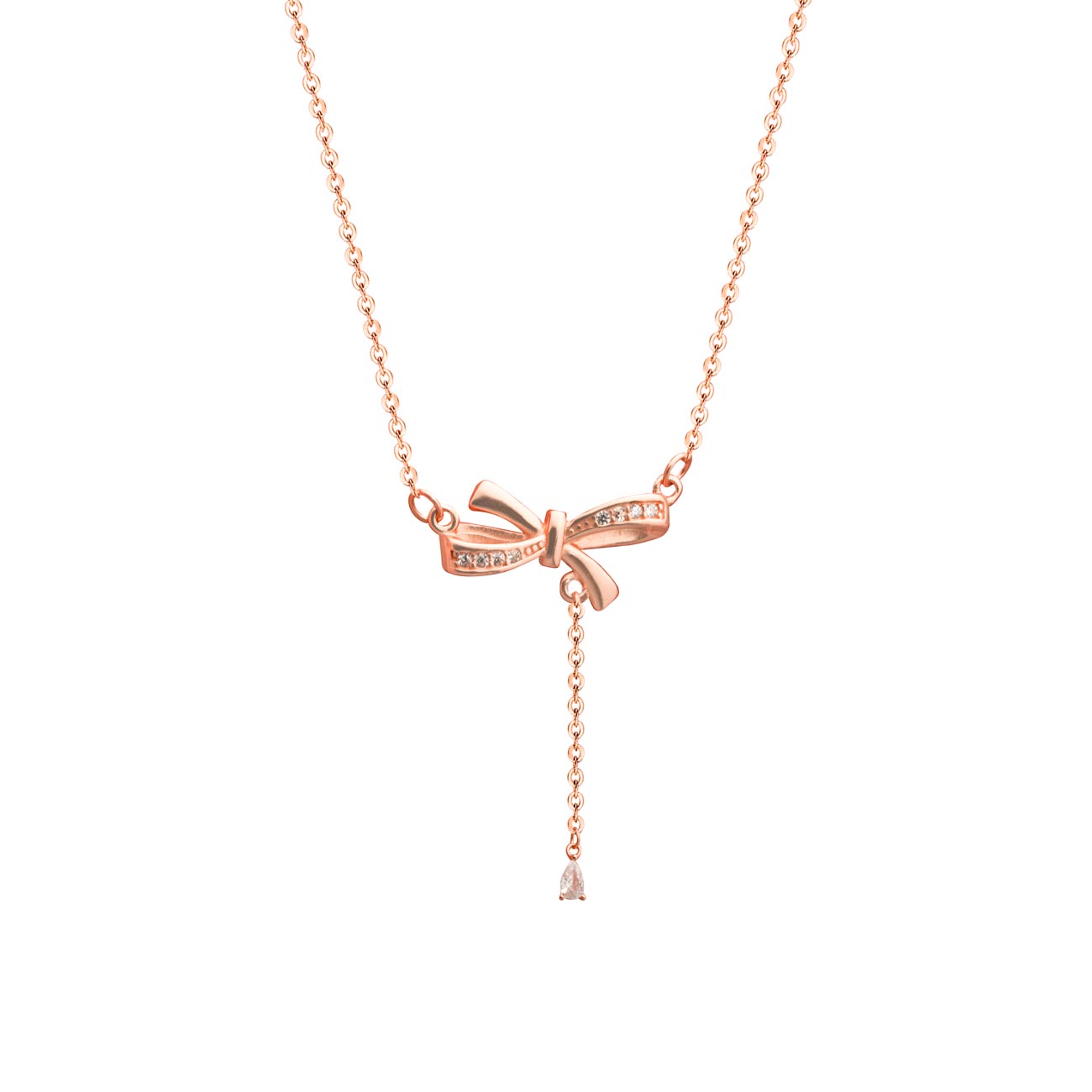CZ Bowknot 925 Sterling Silver Necklace