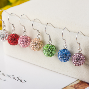 Shining Ball CZ 925 Sterling Sliver Dangling Earrings