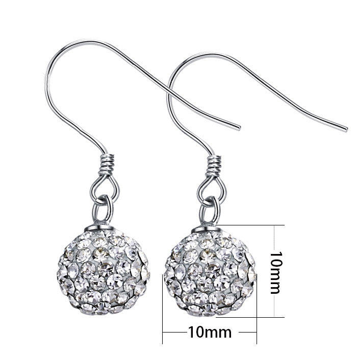 Shining Ball CZ 925 Sterling Sliver Dangling Earrings
