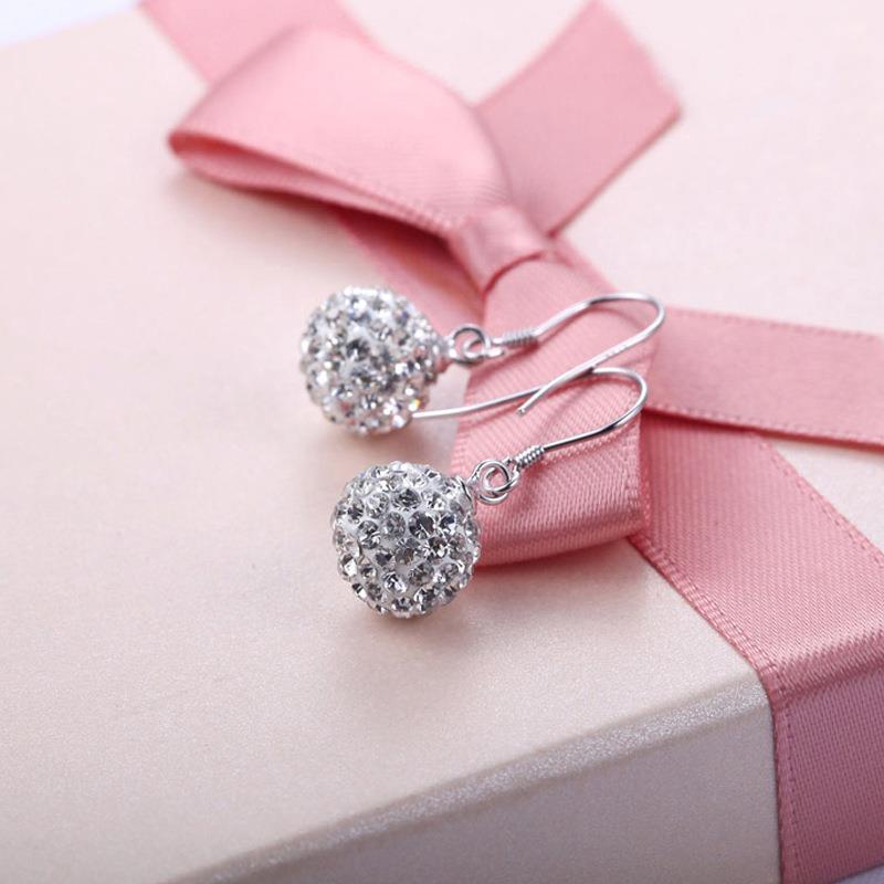 Shining Ball CZ 925 Sterling Sliver Dangling Earrings